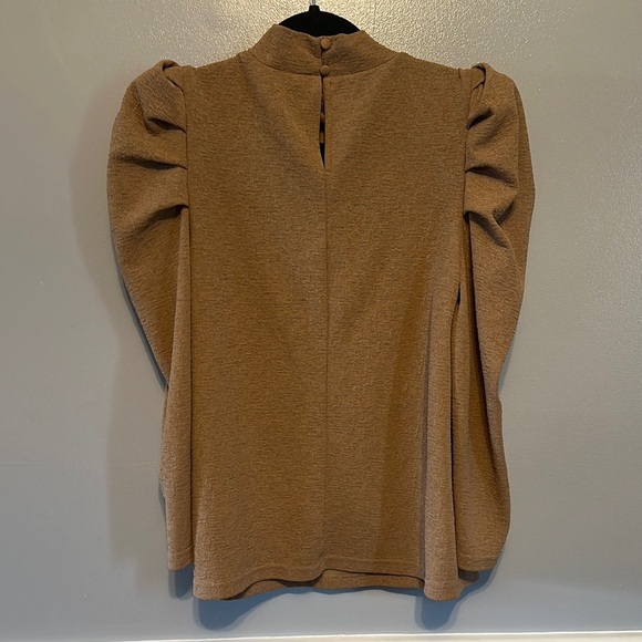 Cato Tan Ruched Ruffled Blouse - Picture 5 of 9